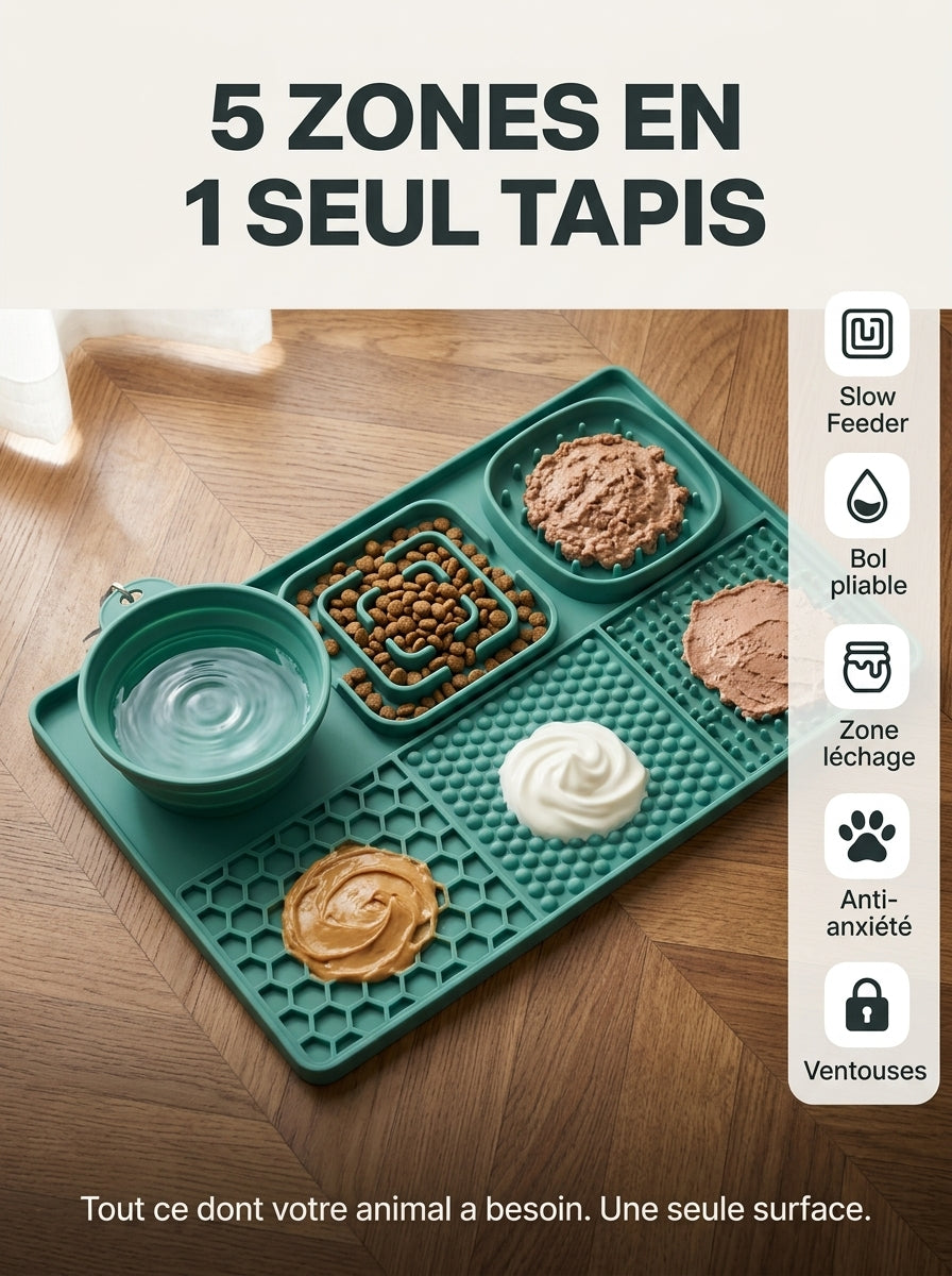 Tapis de Léchage 5-en-1 Silicone | ZenFeed Pro