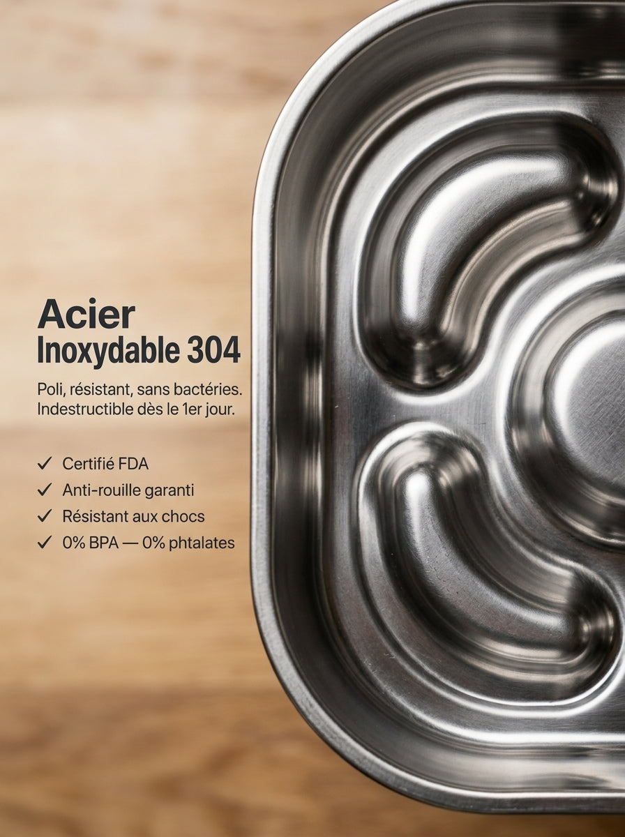 SlowSteel Pro — Bol Anti-Glouton Acier Inoxydable